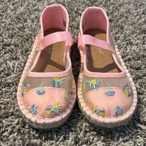 Cat & Jack Pink Floral Embroidered Mary Jane Shoes